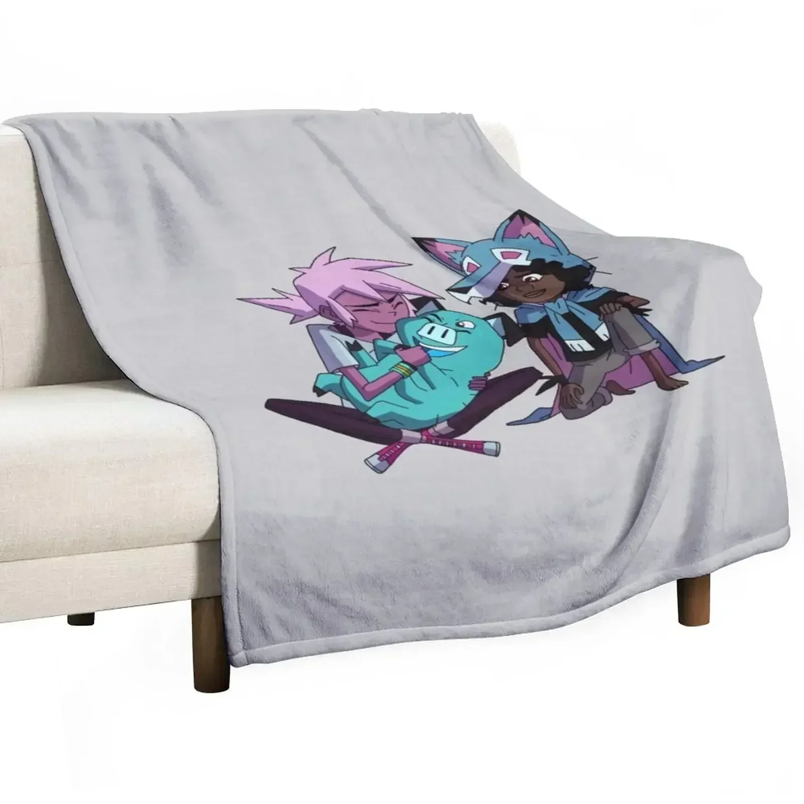 Kipo, Wolf & Mandu - Kipo And The Age Of Wonderbeasts Throw Blanket Warm Picnic Giant Sofa Fashion Sofas Blankets