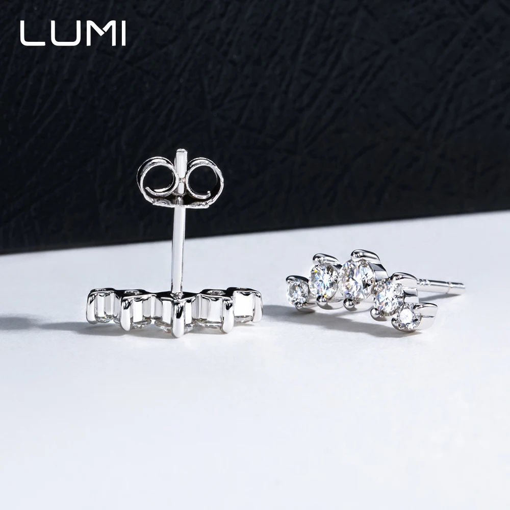 قوس على شكل خمسة أحجار 925 أقراط فضية 2-3 مللي متر مويسانيتي فريد جميل الزفاف الذكرى الأذن هوب للجنسين هدية #4