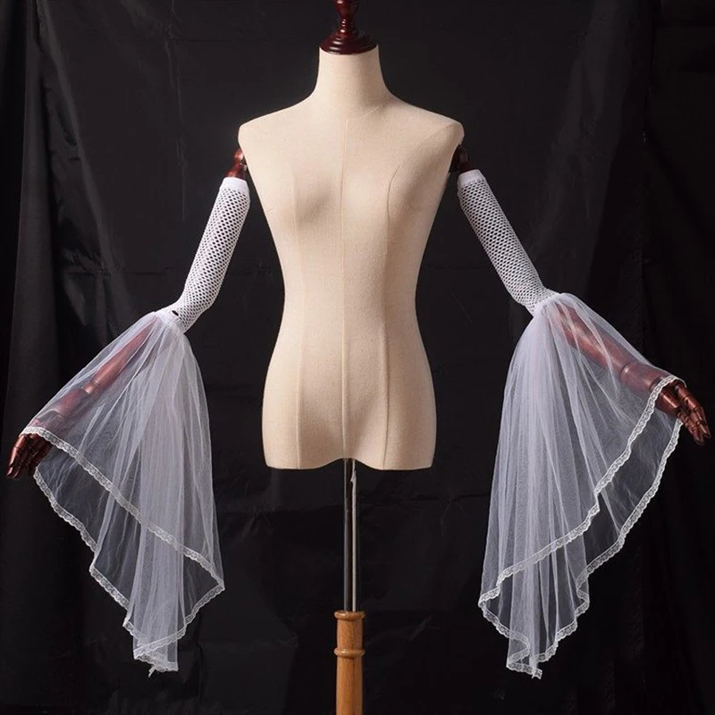 Women Arm Sleeve Bar Party Dance Arm Band Bellydance Chiffon Sheer Armbands Gloves Retro Stage Performance Costume