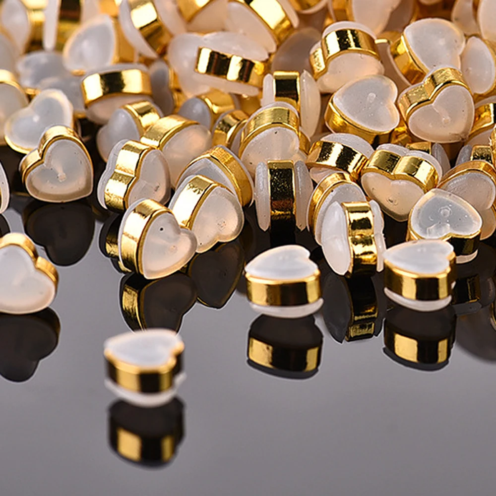 50pcs/Lot Gold Love Heart Shape Transparent Soft Silicone Earrings Backs Stoppers Ear Plug Jewelry Making Accessory Findings