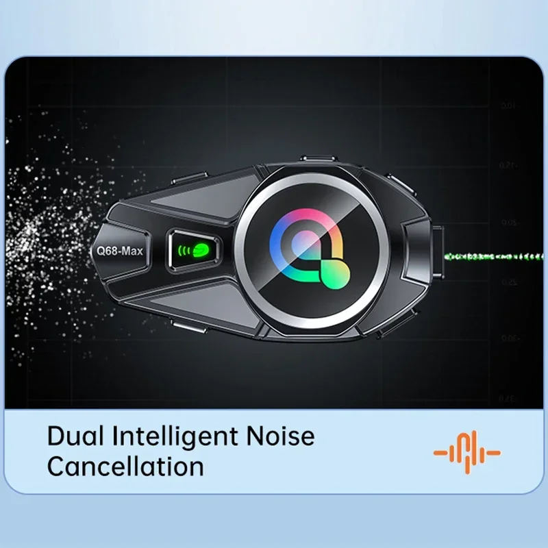 Q68 ماكس دراجة نارية خوذة بلوتوث سماعة رأس لجهاز الاتصال الداخلي اللاسلكية 5.4 مشاركة الموسيقى خلط IP67 مقاوم للماء الحد من الضوضاء راديو FM #6