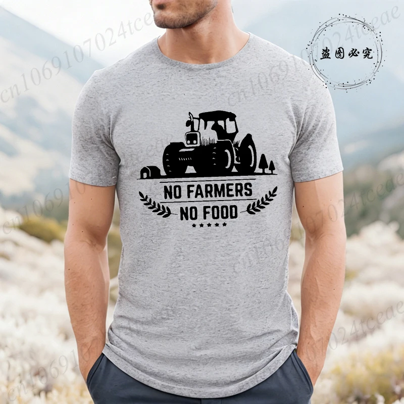 Vintage T-Shirt for Women Men Clothing Funny NO FARMERS NO FOOD Tee Shirts Clothes Street Fashion Graphic T Shirts Clothing