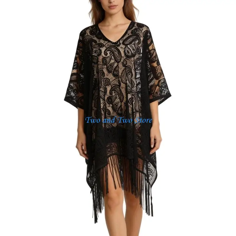 HX6F Beautiful Lace Shawl Elegant Design Cloak Scarf For Various Occasion