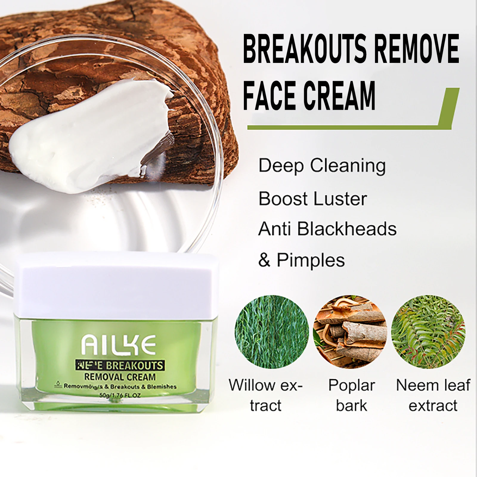 AILKE Breakouts Treatment, With AHA, Control And Clear Breakouts, Reduce Spot, For All Skin Type, Paraben-free CREAM KIT