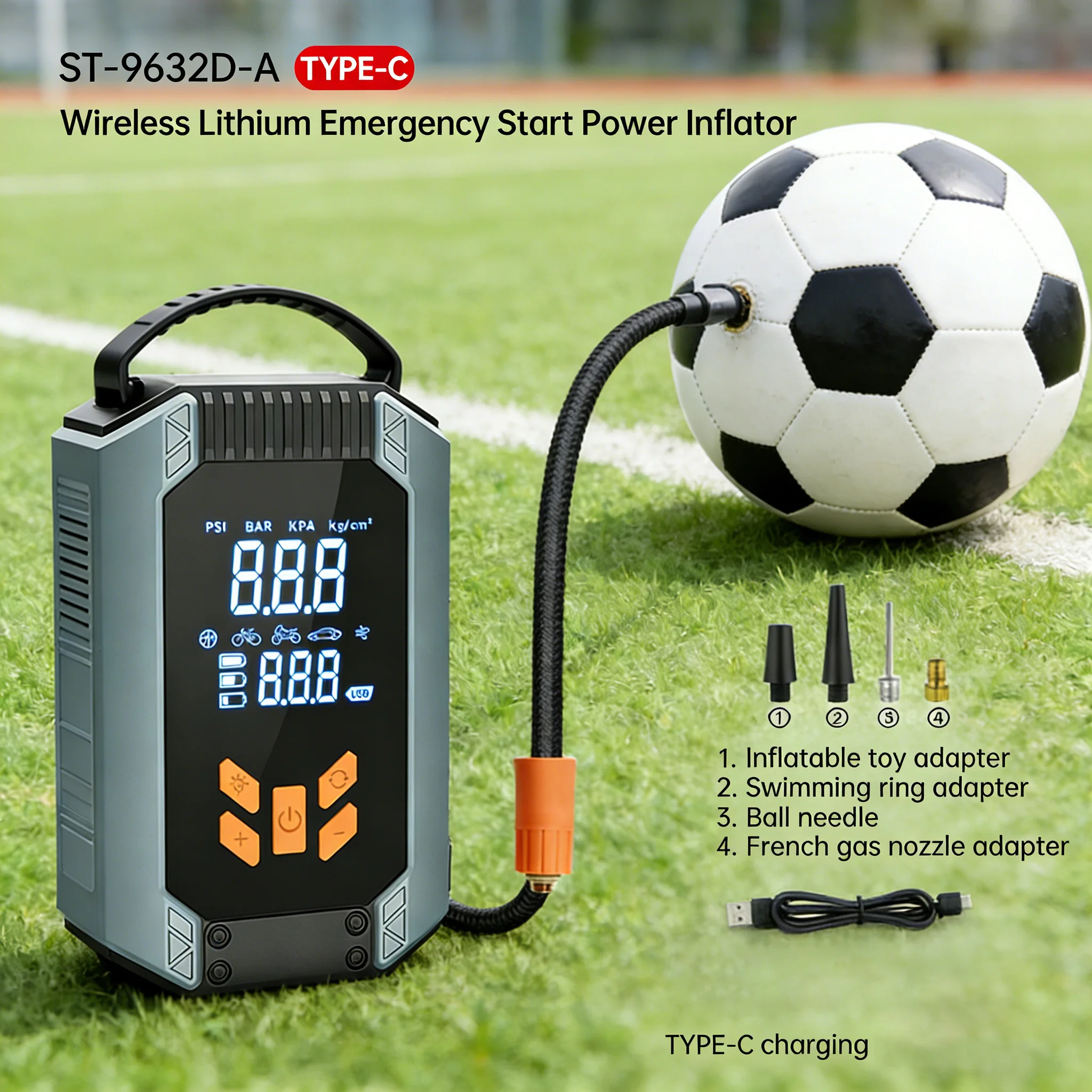 4 in 1 Portable Jump Starter 12V with Air Compressor, 1500A Peak Car Battery Booster, Tire Inflator with Digital Gauge, Emergenc view 5