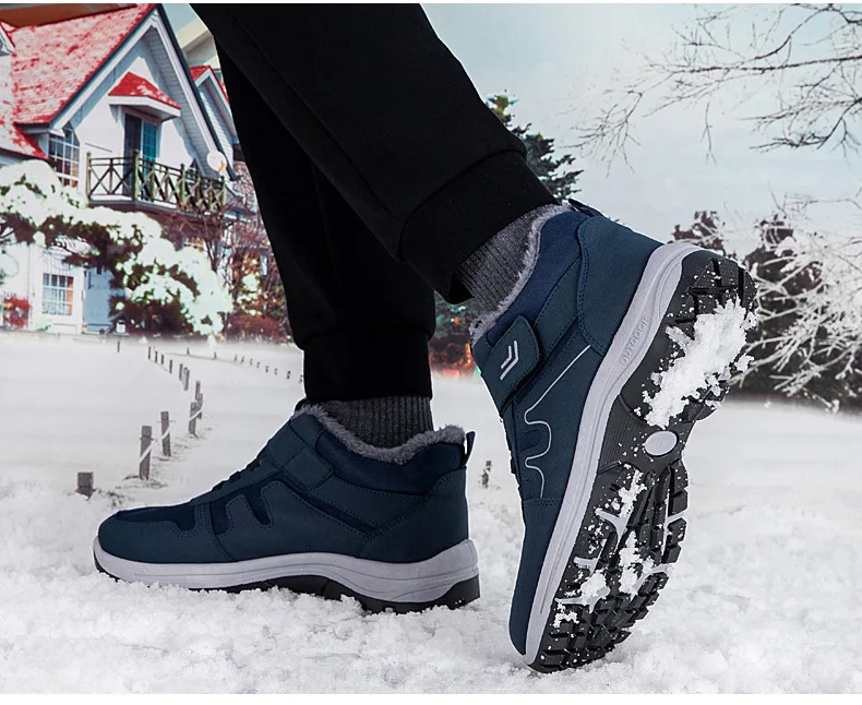 المرأة حذاء من الجلد أحذية قطنية الرجال الخريف والشتاء الدافئة المخملية سميكة لصق الثلوج Bootie للجنسين أحذية التخييم في الهواء الطلق #4