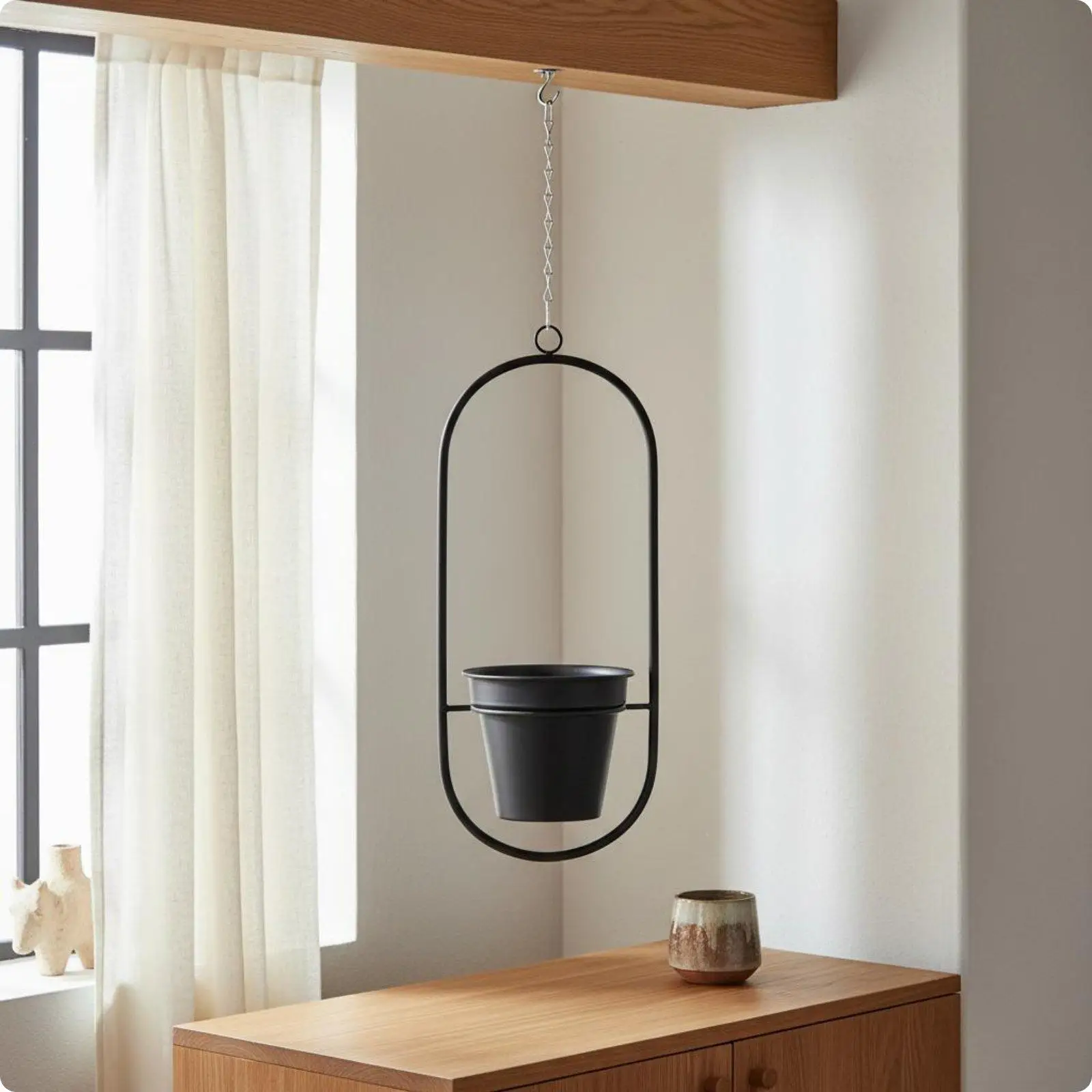 Hanging Basket Large Suspended Metal Planter Simple Home Decor Hanging Flower Pot for Balcony Flower Pots Indoor