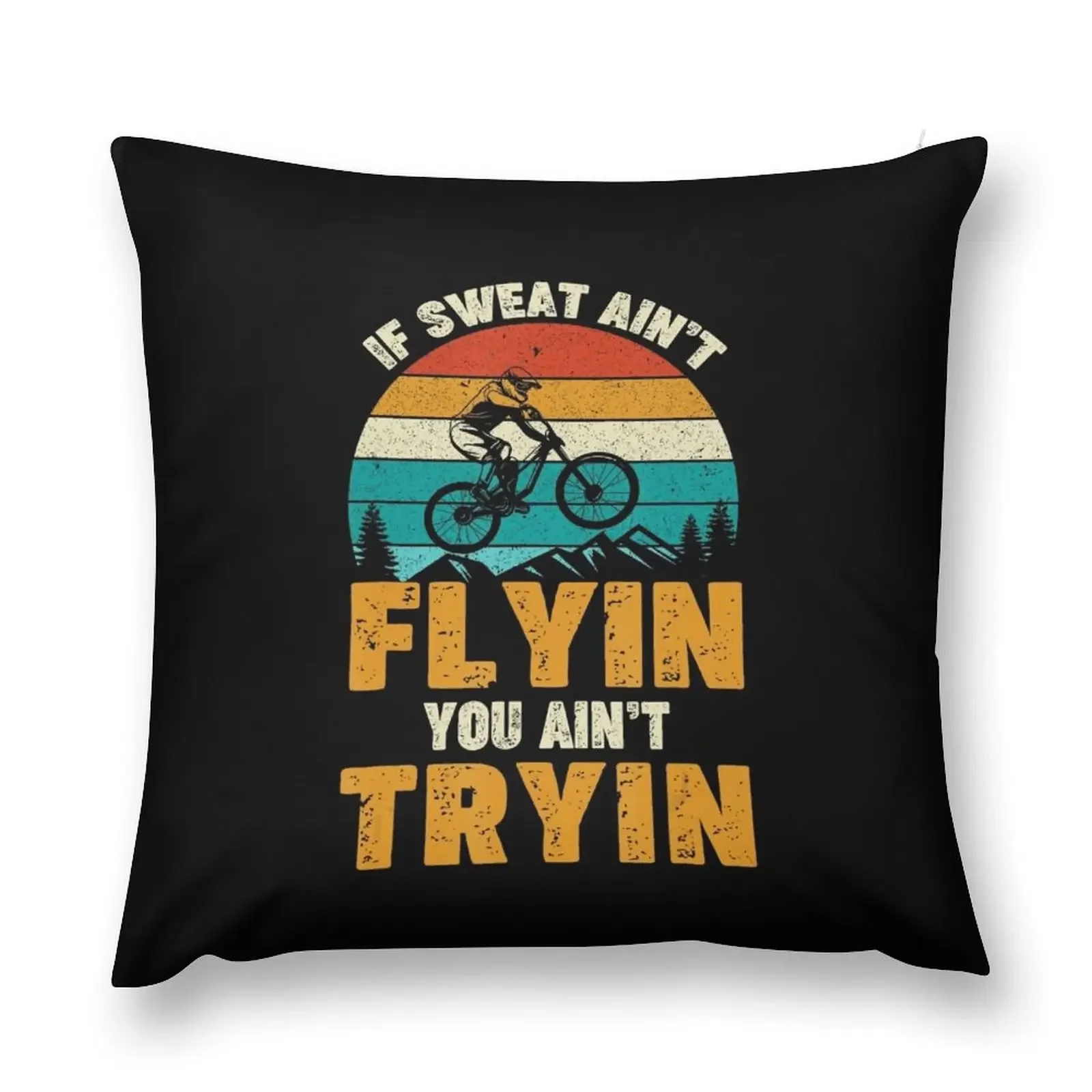 

Retro Downhill Mountain Bike Sunset Cyclist Bicycle Rider Throw Pillow Cushions For Children pillow pillowcase pillow