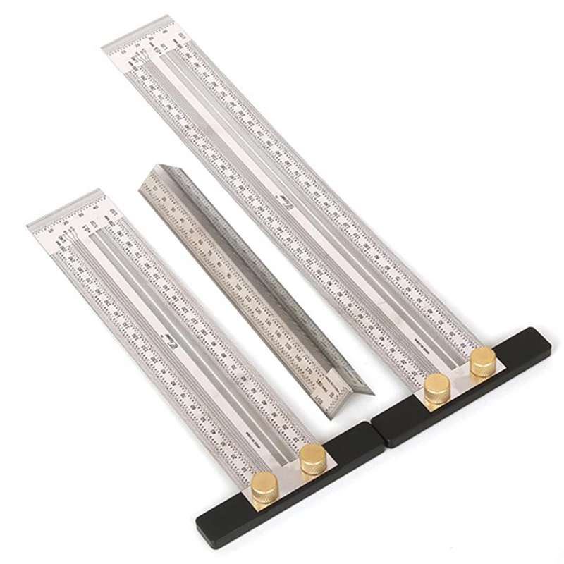 1pc High Precision Scale Ruler 200/300mm Stainless Woodworking Scribing Mark Line Gauge Carpenter Measuring Tool