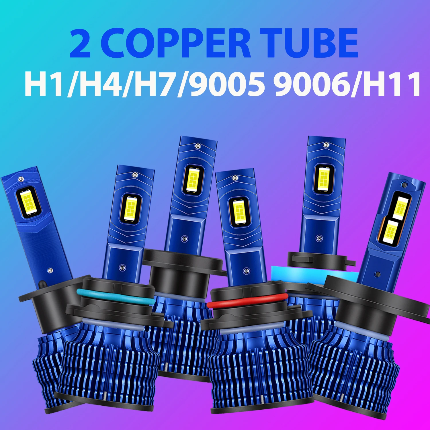 2PCS H7 LED H4 H11 Auto Birne 2 Kupfer Canbus Led scheinwerfer CSP 3570 6000K Auto Scheinwerfer 30000LM 12V Licht HB3 HB4 9005 9006 H1