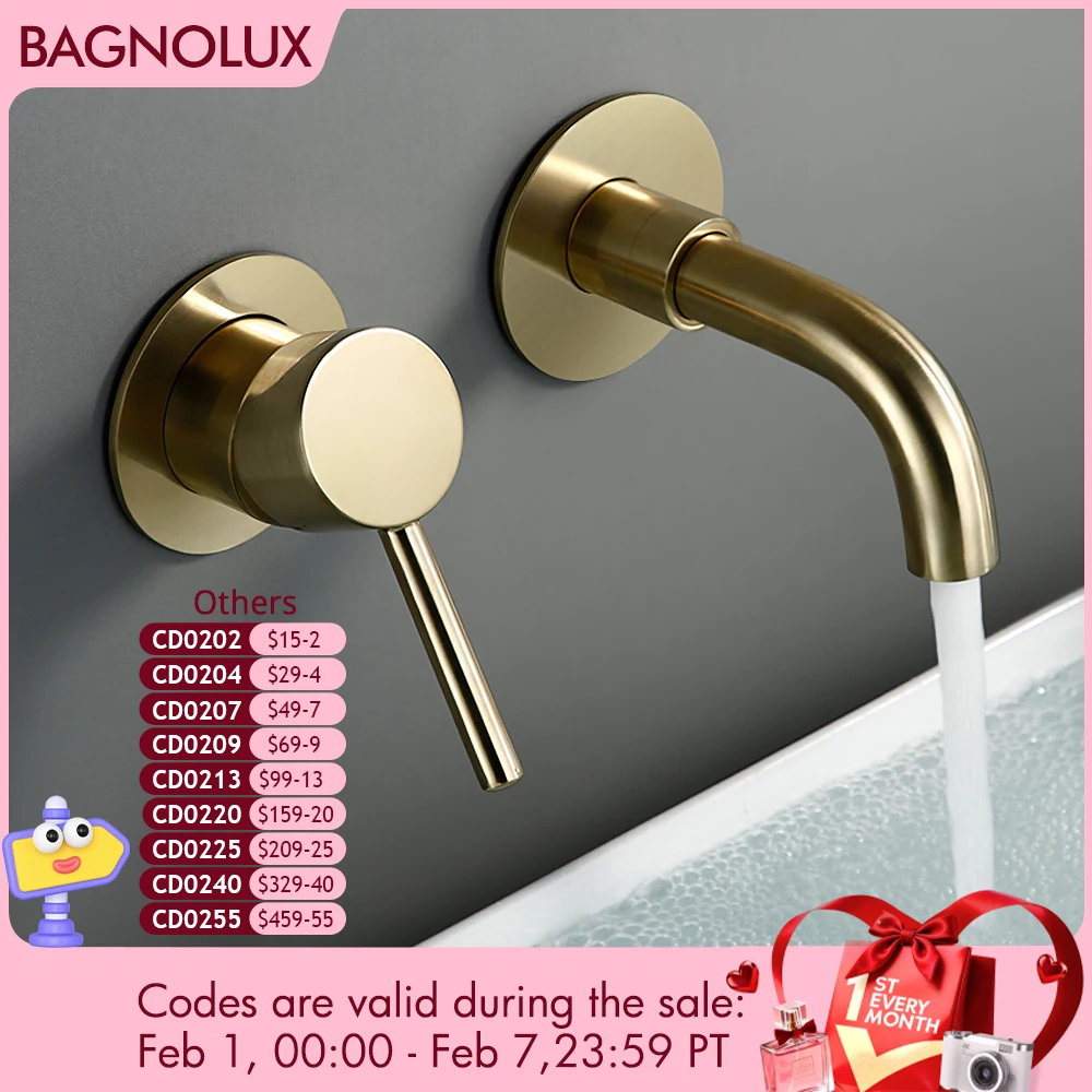 

Скрытый кран для ванной комнаты Bagnolux, латунный смеситель с круглым отверстием, для ванной комнаты, отеля