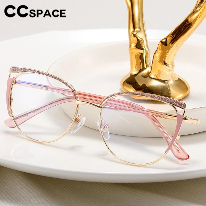 Women Metal Cat Eye Myopia Glasses Spring Hinge Anti Blue Light Optical Eyeglass Customized Prescription Spectacles #303957