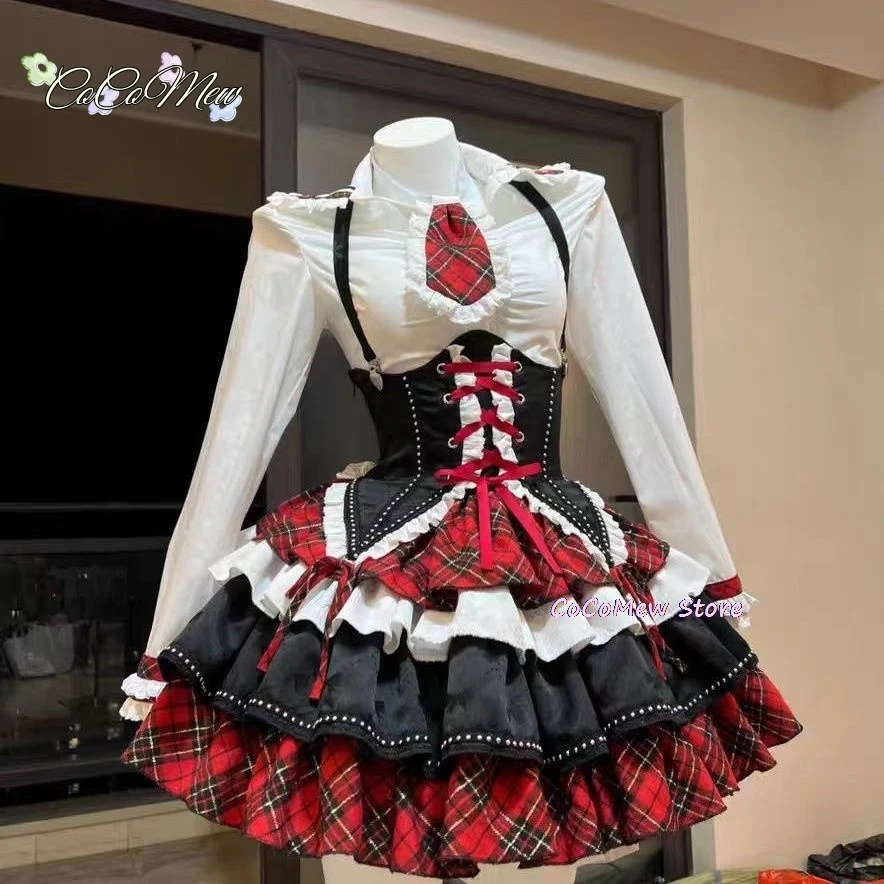 Geruite Patchwork Ontwerp Y 2K Lolita Jurk Sets Halloween Uniform Kawaii Mini Rok Cosplay Anime Drie Stukken Pak Vrouwen Kostuum