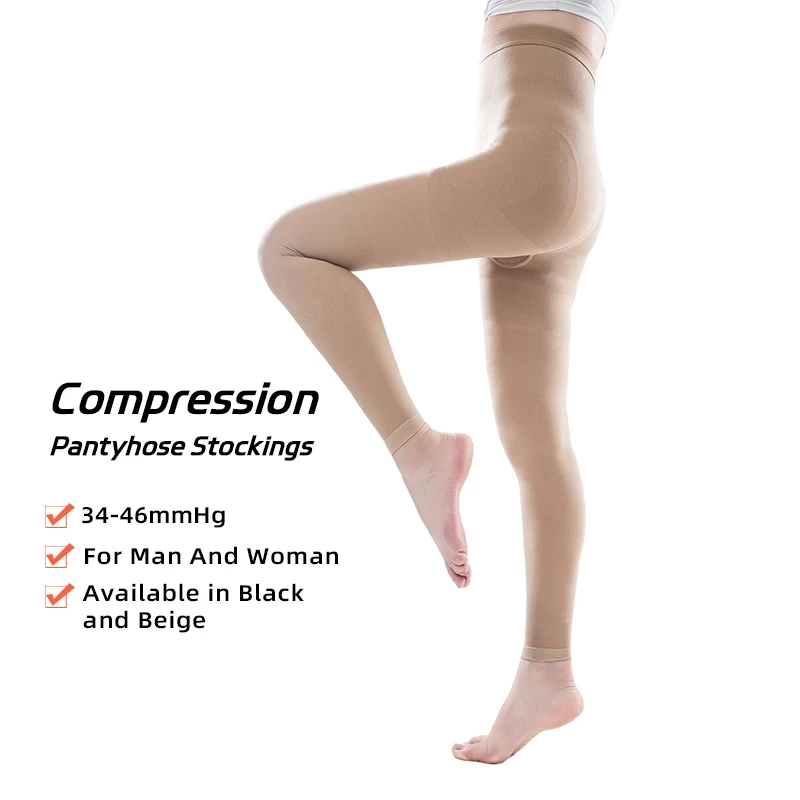 Medical Women 34-46mmHg Compression Pantyhose Women Footless Varicose Vein Compression Tenths Pants Stocking Plus Size