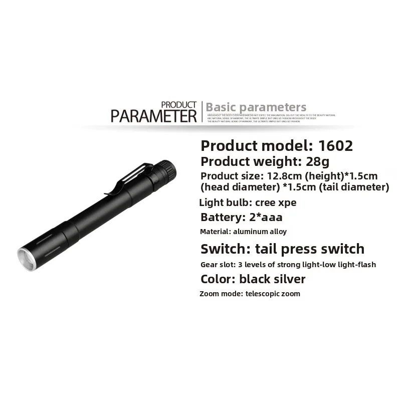 JIASHUAIXIN XPE R3 LED Pen-Shaped High-Intensity Flashlight Mini Medical LED Torch Pen Light Clip-On Torch