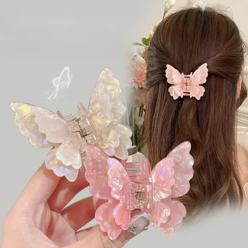 

French Retro Butterfly Hair Clips Back Of The Head Hair Claws Sweet Coiled Hairpin Women Lady Girl Headwear Hair Styling Tools