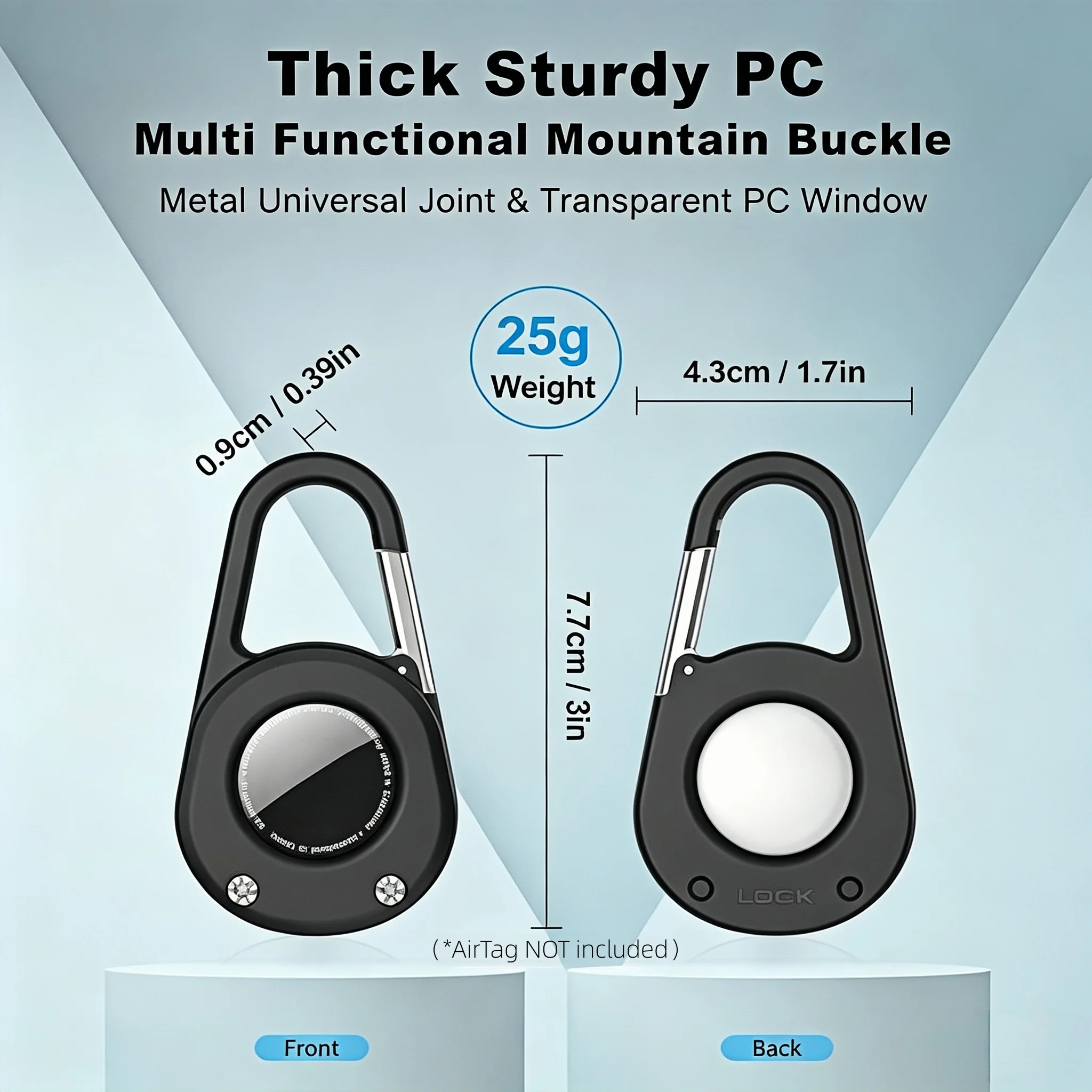 GITFOS for AirTag (1st & 2nd Gen) Keychain with Carabiner,Thick Hard PC Air Tag Holder,IPX8 Waterproof,Secure Lock