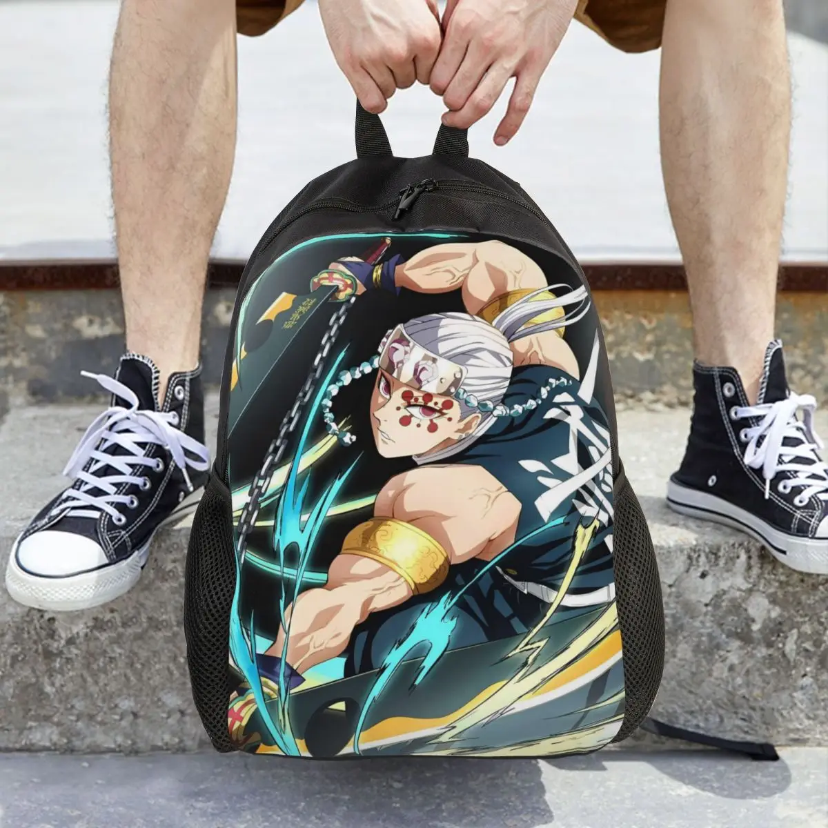 Anime Demon Slayer Tengen Uzui Classical Backpack Durable Student Business Daypack for Men Women College Canvas Bags