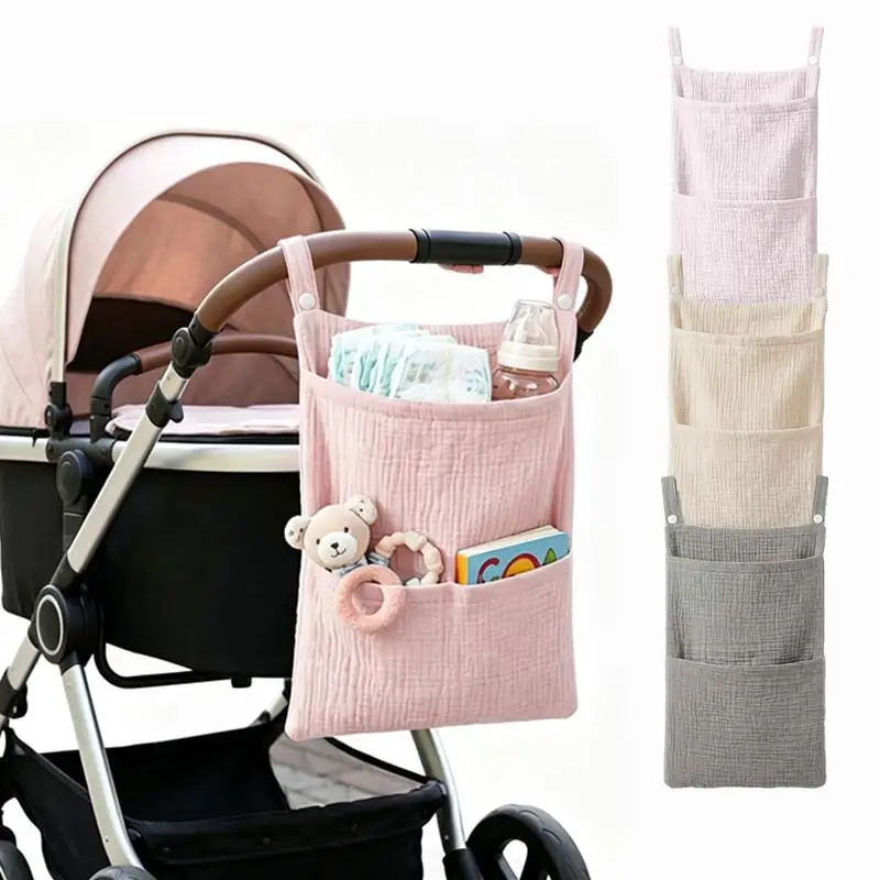 Pure Cotton Baby Crib Hanging Bag Multifunctional Newborn Supplies Storage Bag for Stroller New Pure Cotton Baby Hanging Bag