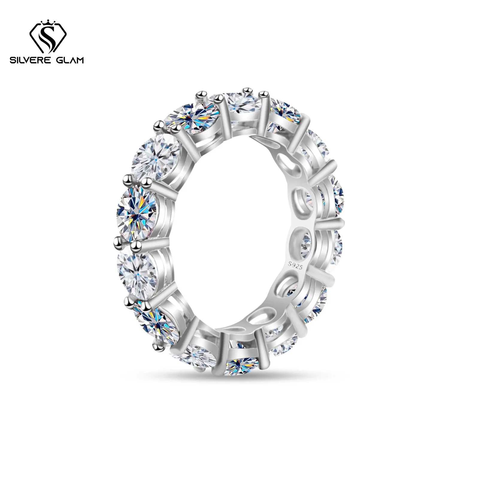 رائجة البيع S925 فضة خاتم 0.5*14CT D اللون مويسانيتي تألق غرامة مجوهرات خاتم للنساء هدايا حفلات الزفاف #4