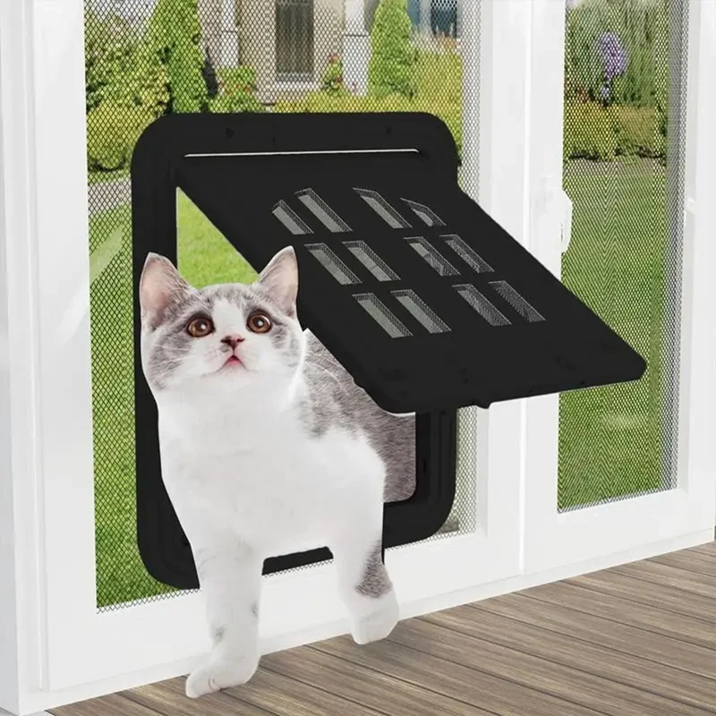 Pet Door Lockable Inside Door Flap Cat Window Door Cat Screens Barrier Sliding Door Window Screens Doggy Door Insert