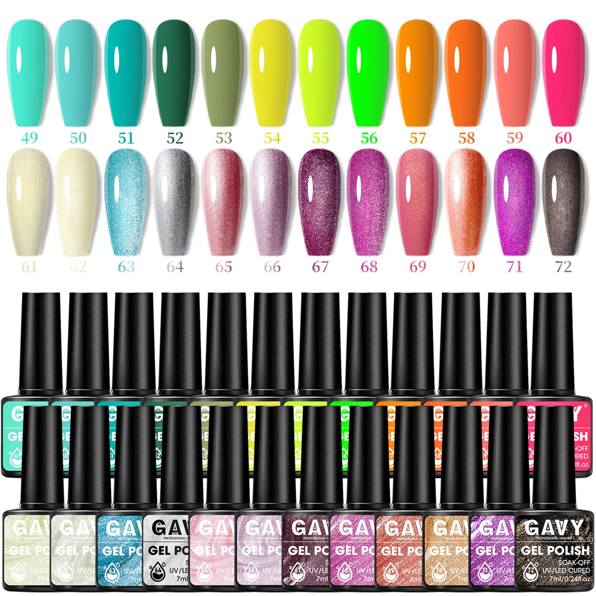 GAVY 0.24オンス 新しいトレンディなソリッドカラージェルネイルペイント、グリッタージェル、健康的なネイルケア、日常使用、仕事、パーティーに最適