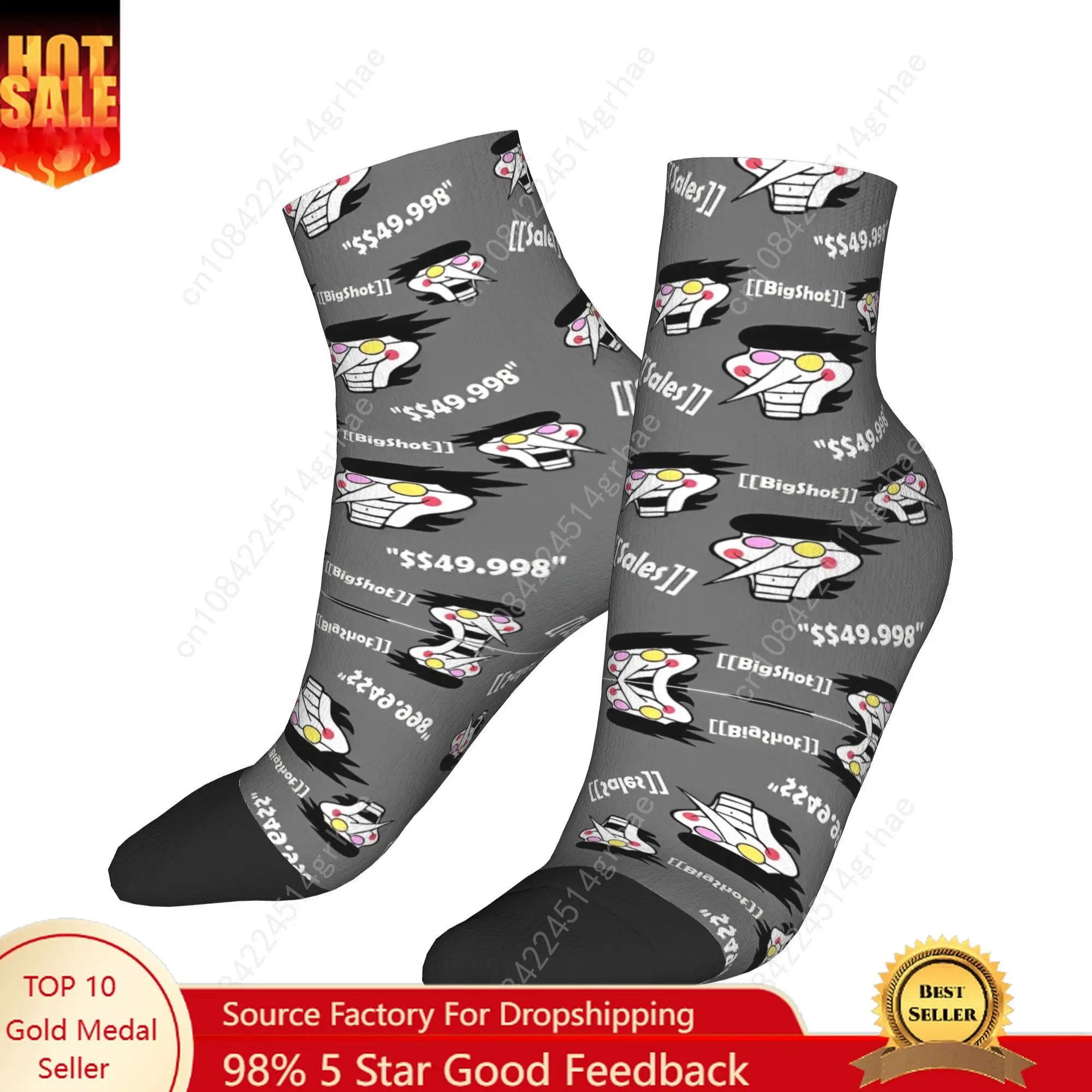 Deltarune Spamton Socks  Gothic Ankle Socks Spring Non Slip Adults Men High Quality Design Cycling Casual Sock