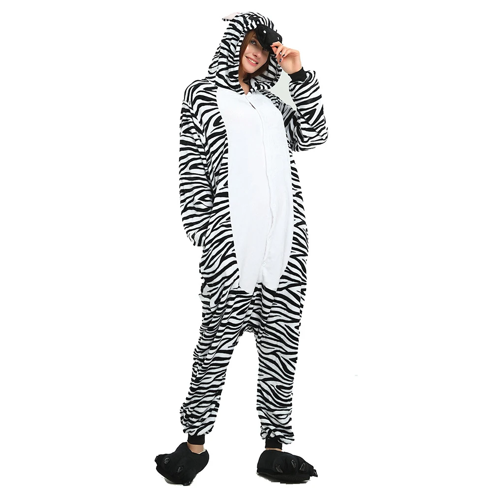 Unisex Adult Animal Pajamas Warm Sleepwear Frog Panda Tiger Bear Pig Onesies Pajamas Halloween Cosplay Homewear Anime Costume