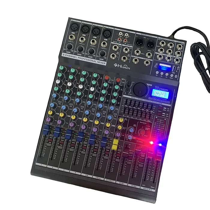 HUAIN 8 Channel Guitar Digital Consola Mixer with USB Controller Audio Professional Console Mixer