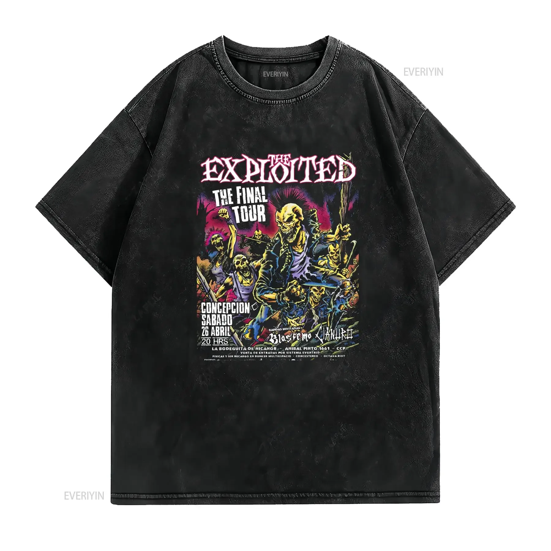 THE EXPLOITED EN CHILE Final Tour 2025 T Shirt vintage Washed Unisex designer clothes fashion Soft Top For Everyday Wear