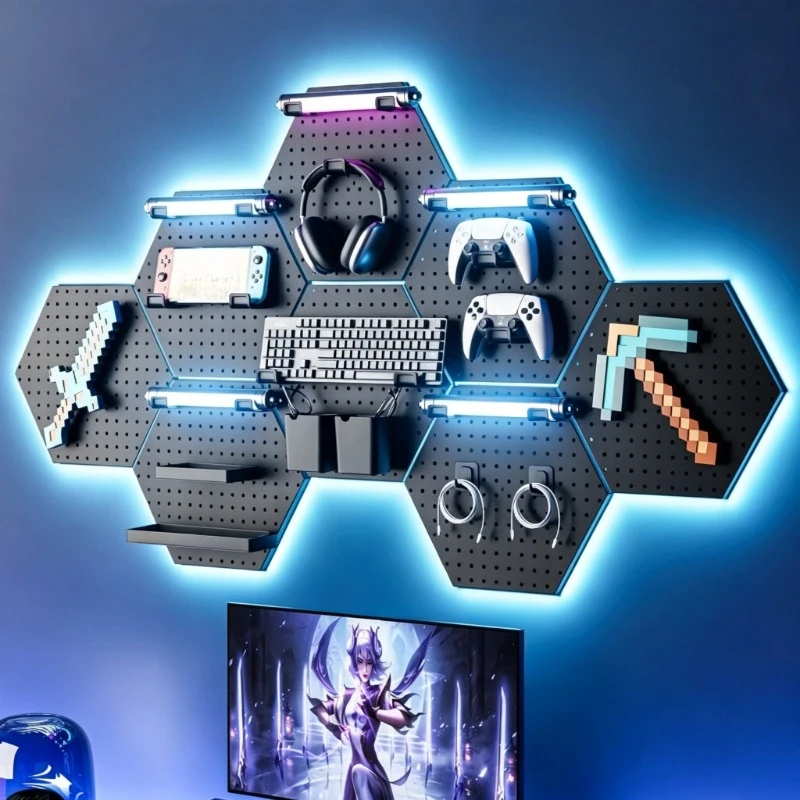 Hanging Storage Pegboard Metal Game Controller Keyboard Display Board Wall Headphone Organizer Bracket Household Storage Shelf