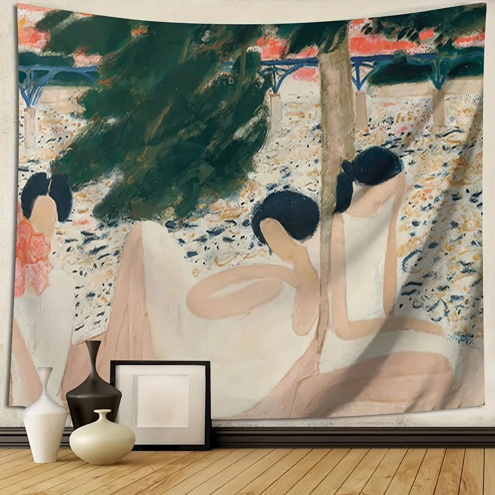 Boho Boho Tapestry Wall Hanging Abstract Art Deco Style Retro Tropical Forest Print Bohemian Living Room Decor for Wall