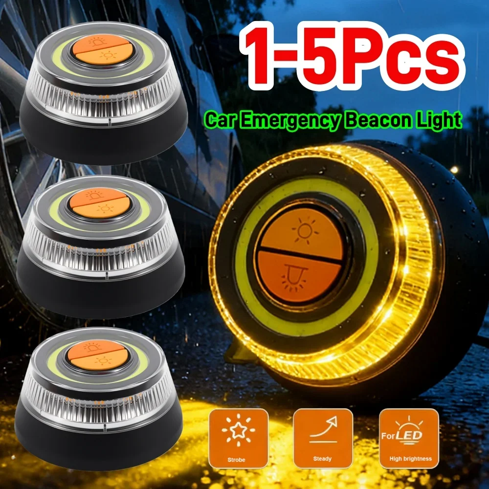 Car Emergency Beacon Light High Brightness Roof Warning Light Magnetic Adsorption Strobe Flashing Lamp Night Safety Signal