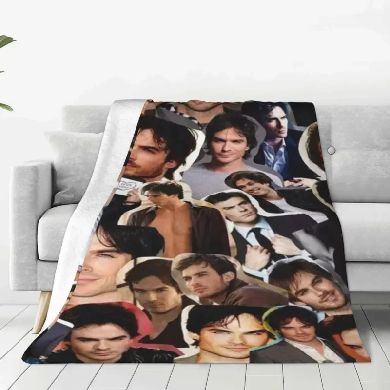 The Vampire Diaries Coral Fleece Plush Winter Damon Salvatore Portable Thin Throw Blanket for Sofa Travel Rug Piece blanket