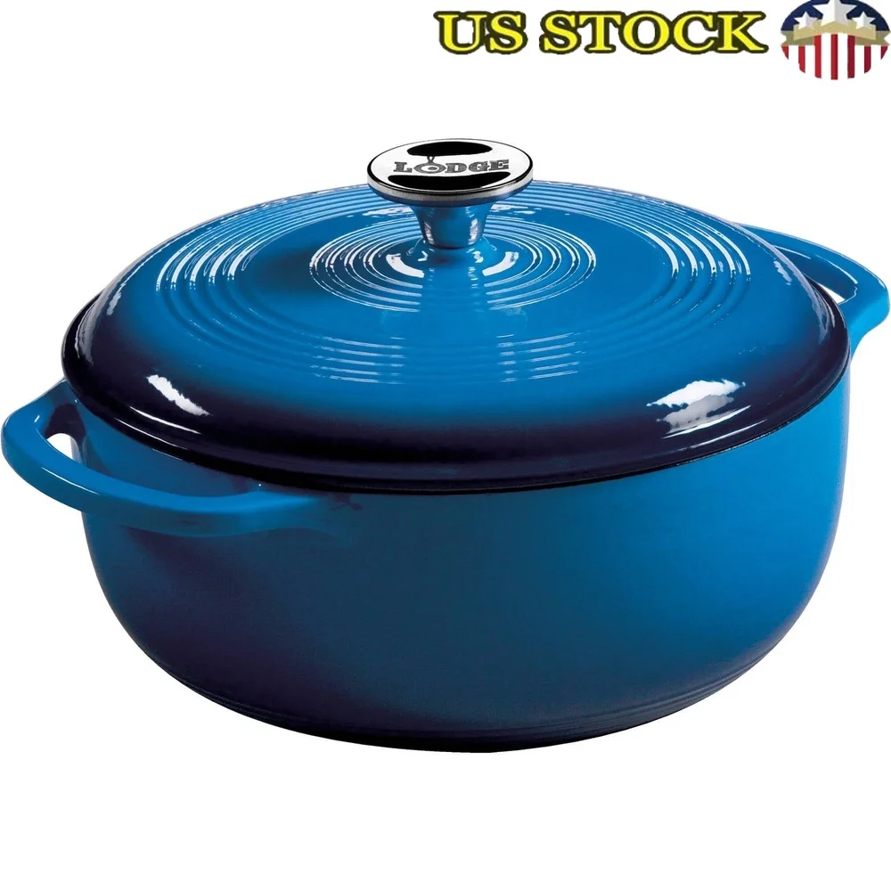 

Enameled Cast Iron Dutch Oven 4.5 Quart Oven Safe Cookware Baking Braising Roasting Sautéing Induction Safe Easy Clean