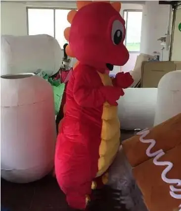 New Adult Hot Sale Red Colour Dinosaur Mascot Costume Christmas Fancy Dress Halloween Mascot Costume Free Ship