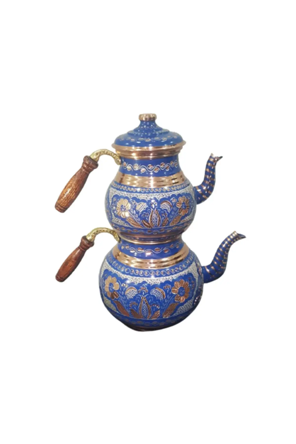 DOLBOVI copper embroidered teapot (blue) large size Cooper Tea Pots Handmade