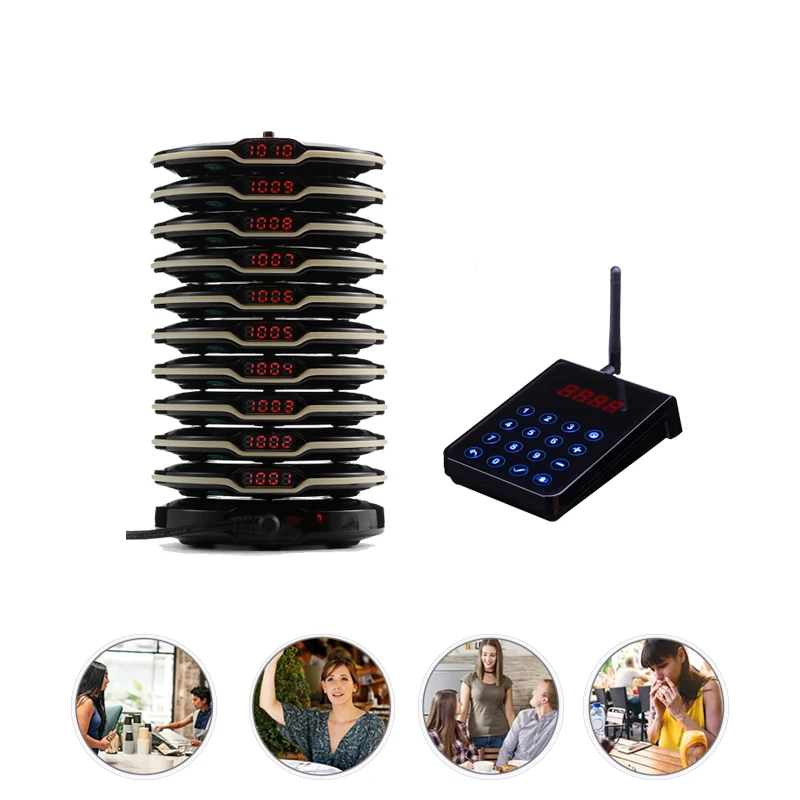 Wireless Coaster Fast Food Restaurant Vibrate Guest Server Numeric Kitchen Pagers Queue Beeper Pager Calling System