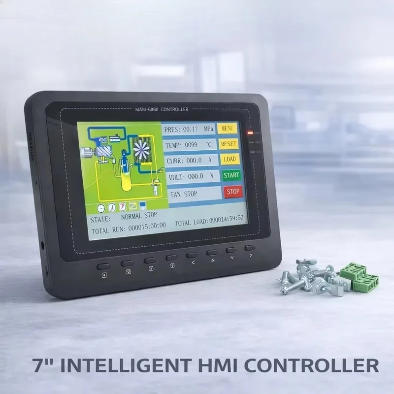 Super Air Screw Air Compressor Controller 7 Inch HMI Control Panel Non Touch LCD Industrial Compressor Control