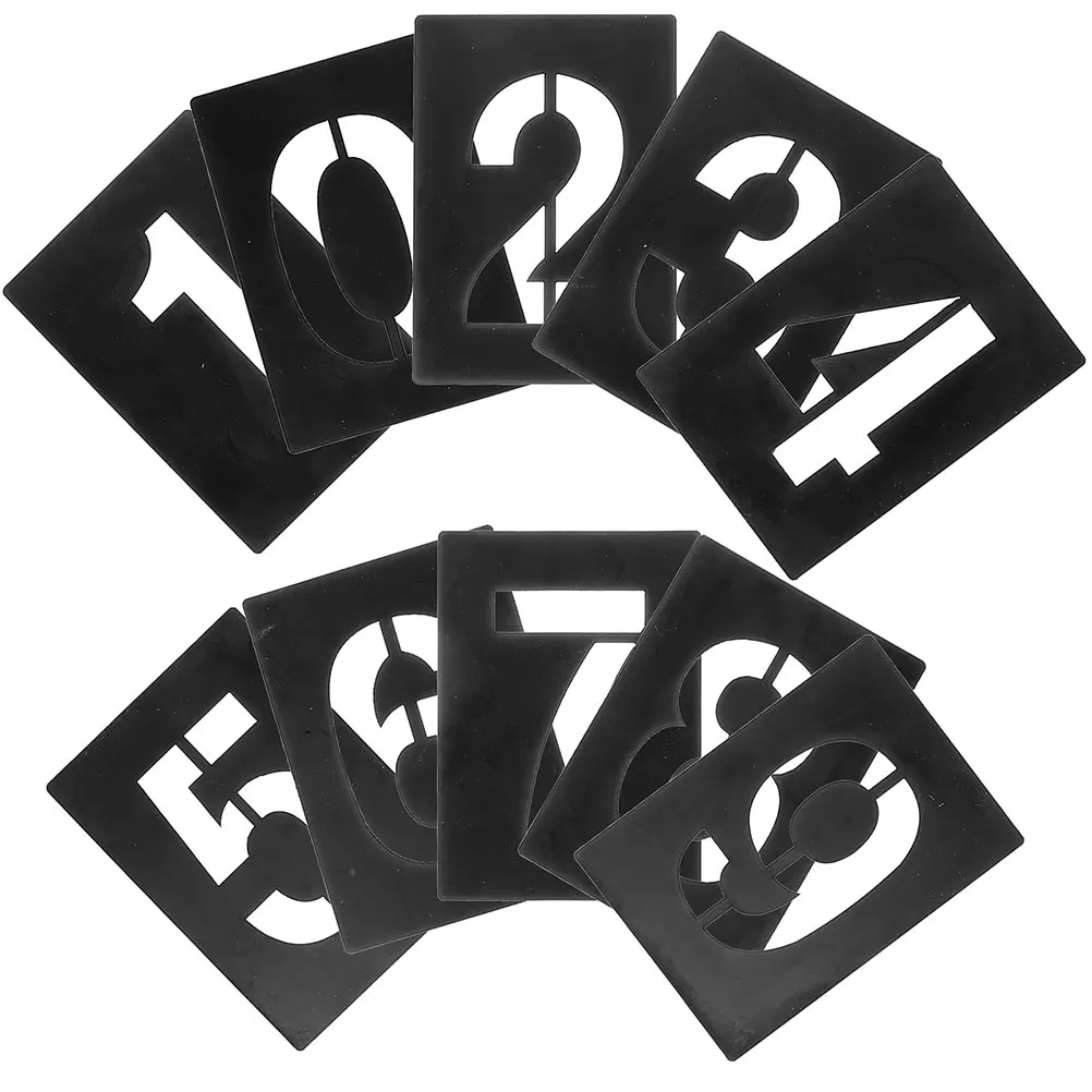 10pcs Number Stencils Digital Spray Paint Templates Black PVC Lightweight Reusable Easy Cut Versatile Tools