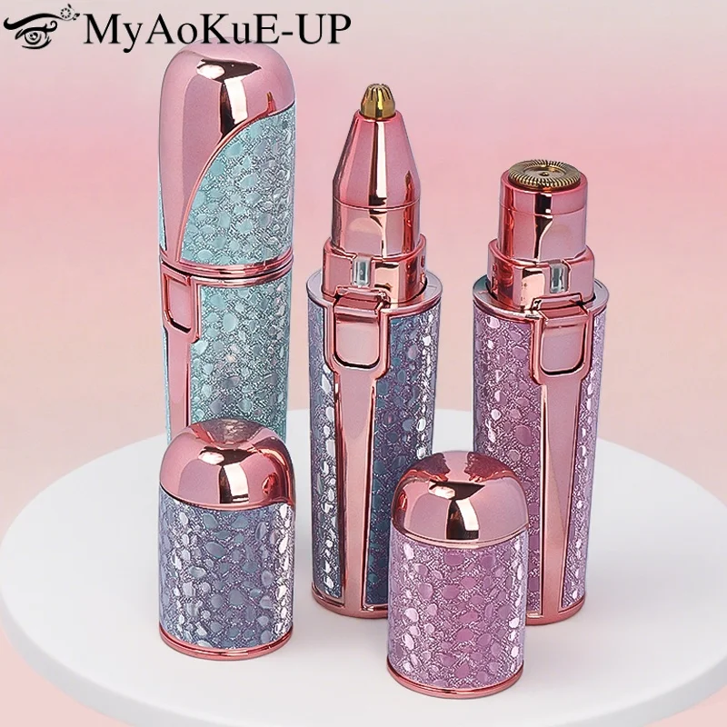 Depilazione viso ricaricabile 2 in1 e rasoio per sopracciglia - Rasoio viso indolore viso labbra corpo con luce LED integrata USB