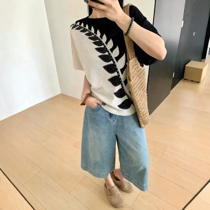 Miyake Pleated 2026 New Casual Short Sleeve Top for Women Summer Fashion Versatile Loose Slimming T-Shirt Short Sleeve T-Shirt