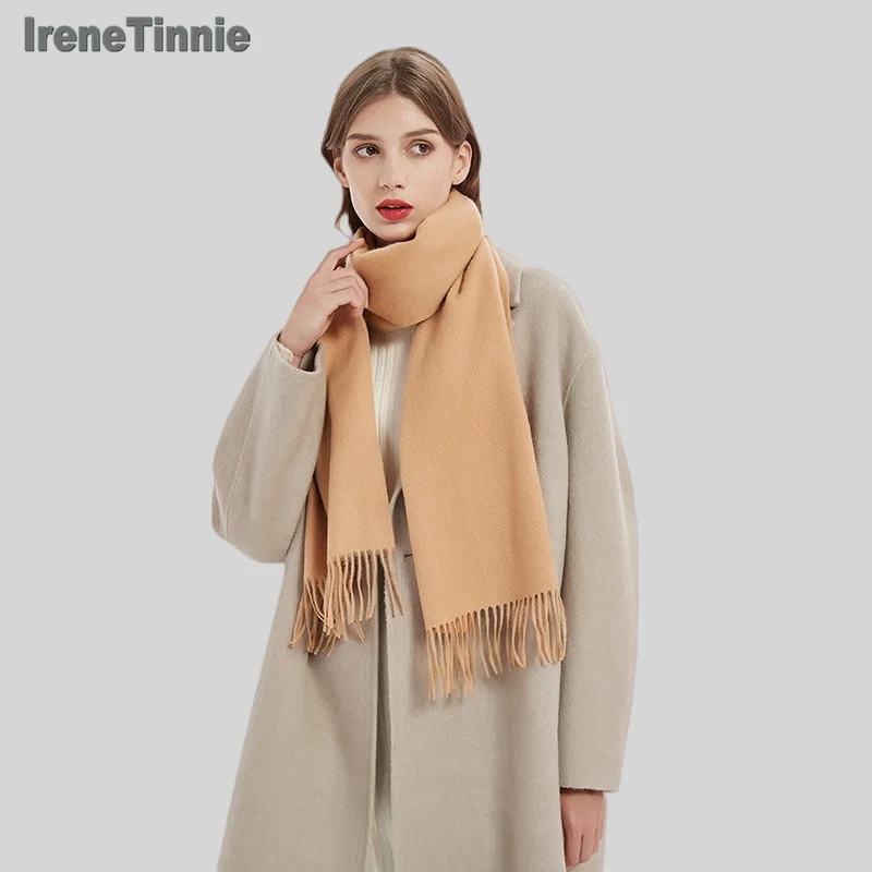 IRENE TINNIE 2024 Wool Winter Scarf Women Scarves Adult Scarves For Ladies 100% Wool scarf women Fashion Cashmere Poncho Wrap