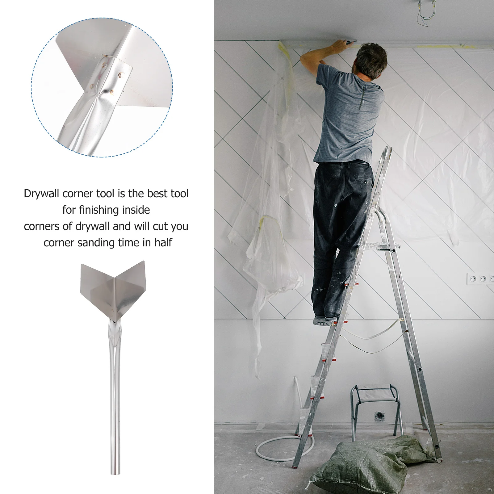 

6Pcs Drywall Corner Tool Stainless Steel Flexible 90 Degree Angle Ergonomic Handle Wall Angle Repair Plaster Trowel Puttying