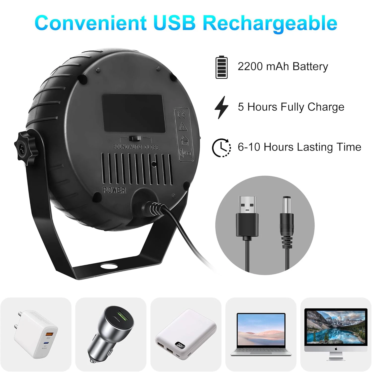 54LED Rechargeable Strobe Lights Battery Powered Sound Activated RGB DJ Strobe Light for Party Room DJ Stage Dance Wedding