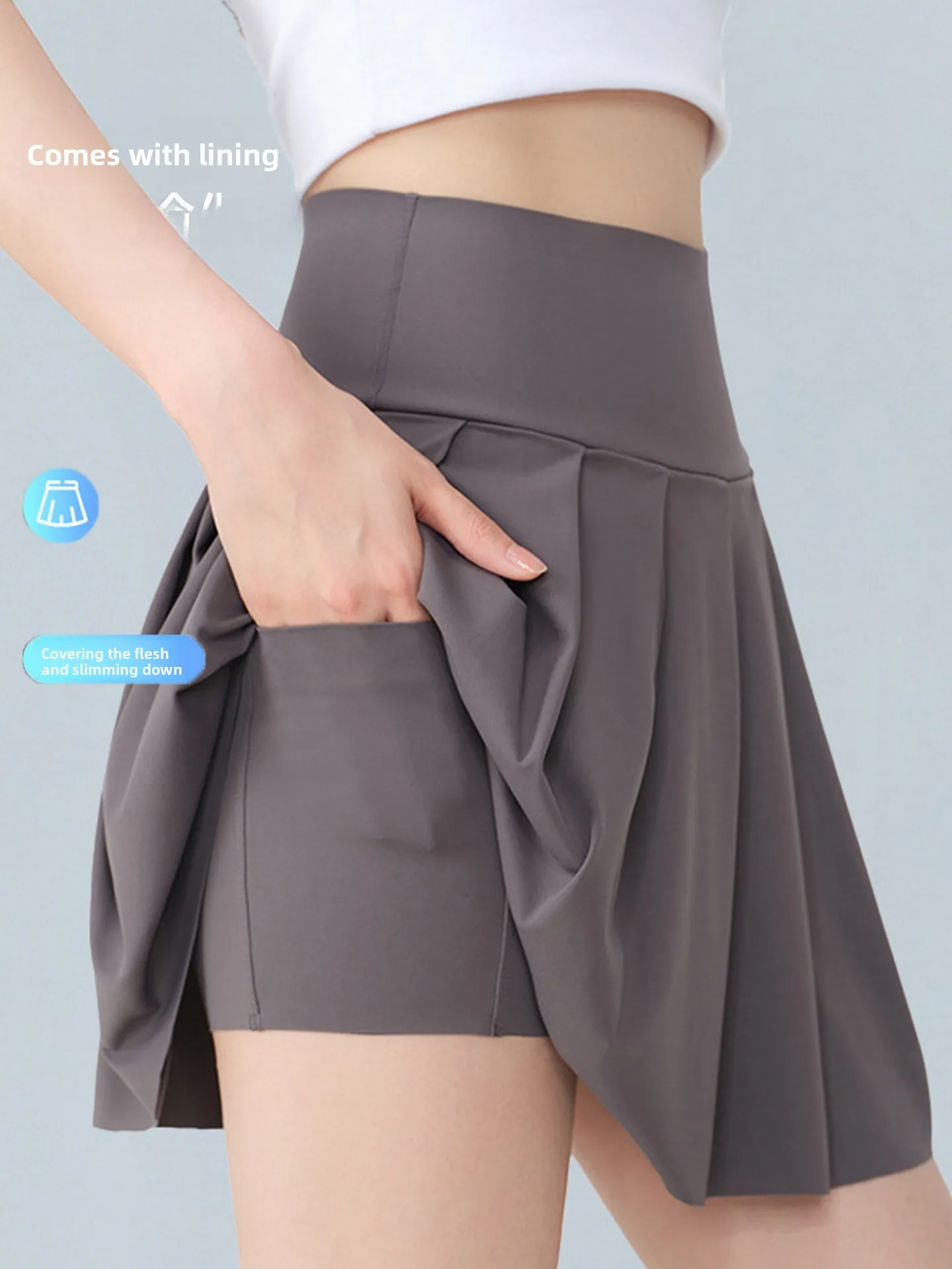 Spor ey ket f Jupe d'été fine pour femme Tennis Fitn A-Line plissée Anti-lumière jupe ort douce et confortable haute...