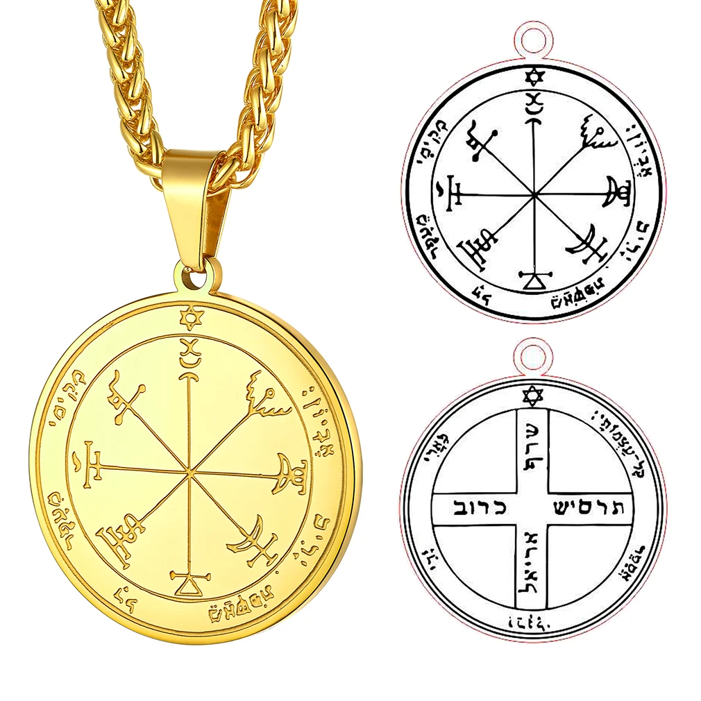 Stainless Steel Jewelry for Women Men, The Seal of Solomon Talisman Tantrism Hexagram Pendant Necklaces, Gift Box QC24