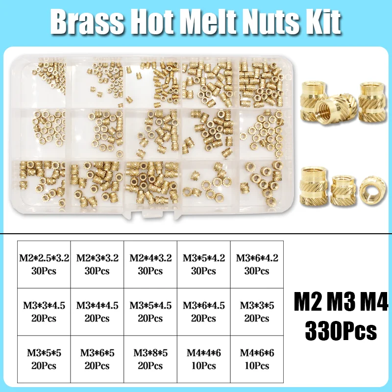 M2 M3 M4 M5 M6 M8 Messing Wärmeeinsatz Mutter Sortiment Set Hot Melt Rändelgewindeeinsatz Einbettung Kupfer Mutter 3D-Druck Nutinsert – Detail 7