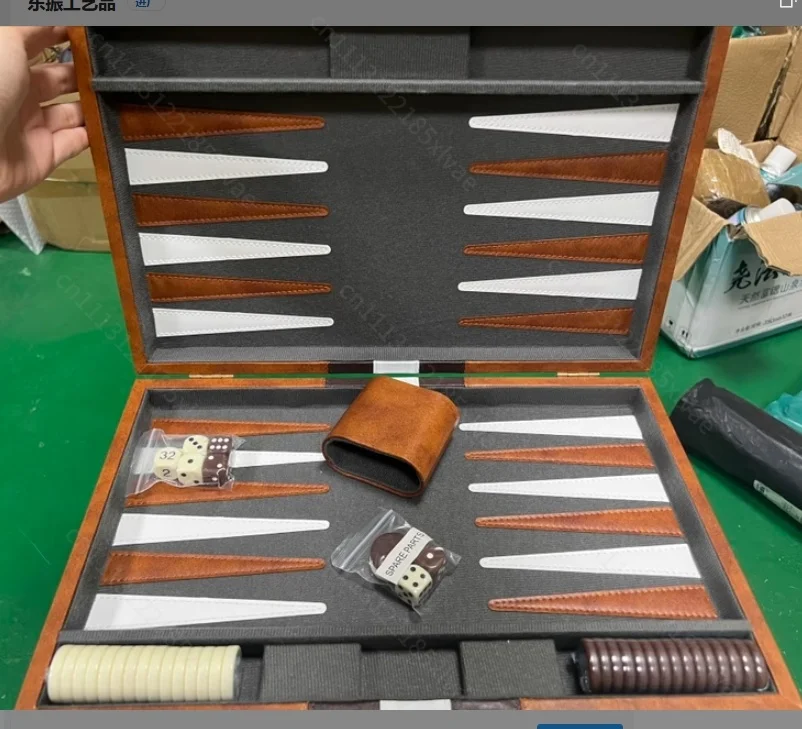 For Premium Leather Backgammon Board Mini Portable Travel Chess Set Family Desktop Strategy Board Game