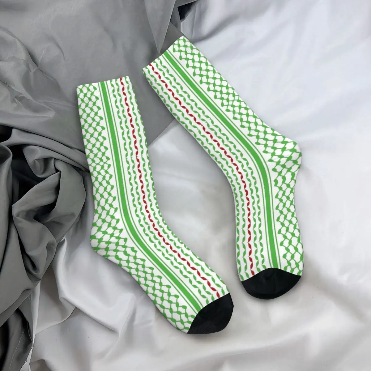 Keffiyeh-Calcetines de colores verdes para hombre y mujer, medias blancas, transpirables, góticas, deportivas, antibacterianas